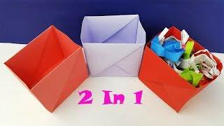 How to make a paper box easy | Origami Trash Bin Tutorial - paper crafts