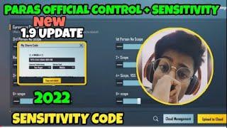 (NEW) PARAS OFFICIAL CONTROL CODE / PARAS OFFICIAL SENSITIVITY 1.9 UPDATE  2022 | PUBG / BGMI