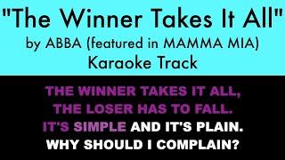 "The Winner Takes It All" from Mamma Mia - Karaoke Track with Lyrics on Screen