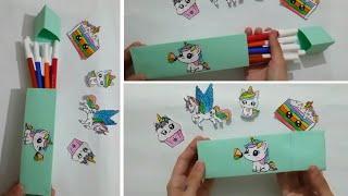 DIY Paper Pencil Box | How to Make  Unicorn  Pencil Box with Paper | Origami Paper Pencil Box | Box