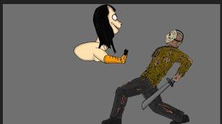 momo VS Jason voorhees Drawing animations #Tutorial #Momo #FNF #Jason