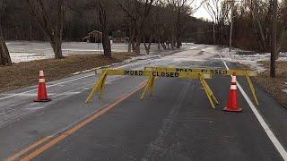 Raw: Ice Jams Cause Conn. Town to Evacuate