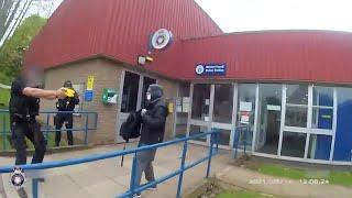 Armed police tackle bomb hoaxer at police station