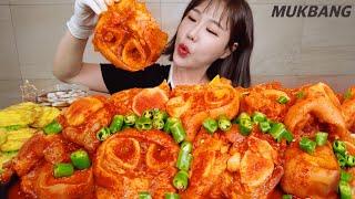 SUB) 땡초듬뿍 매운우족찜 역시 4kg가 적당해ㅣFt.당면사리 호박전 먹방 Spicy Braised Beef Feet Noodles REAL SOUND ASMR MUKBANG