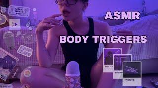 ASMR BODY TRIGGERS ( skin/fabric scratching, collarbone tapping, hand sounds )