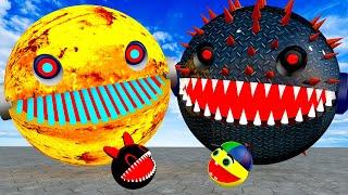 MS PACMAN & BLACK MONSTER PACMAN VS TWO SPIKY MONSTER PACMAN FIGHTING IN POKEMON #2024 #new