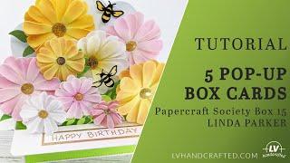 5 Flower Box Cards Using Papercraft Society Box 15 - Linda Parker