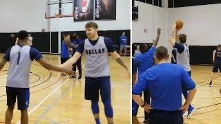 Luka Doncic Tossing Up 3-Pointers with Dennis Smith Jr.  and Jalen Brunson during Mavericks Practice