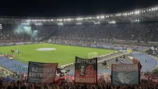 AC Milan fans in Rome. Curva Sud Milano chant "Forza Lotta Vincerai"