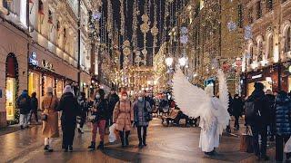 Moscow Nikolskaya street walking tour nightlife 4K