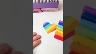Rainbow Heart ️ with Acrylic Markers  #shorts #painting #creativeideas