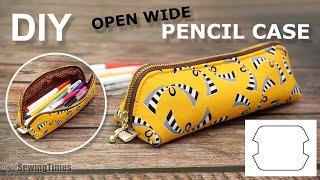 DIY Pencil Case Open Wide | School Supplies Pencil Box Sewing Tutorial [sewingtimes]