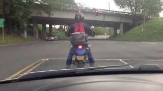 Following a Motorcyle on a Car