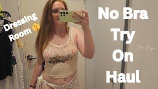 [4K] Transparent Mesh Try On Haul | Dressing Room No Bra (2024)