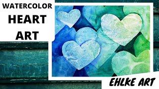 Watercolor HEART Art  - Learn Negative Painting