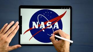 Drawing Nasa Logo on iPad using Letter Builder in Procreate - Stefan Kunz #shorts