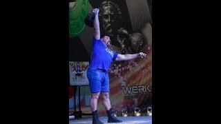 Руслан Мальцев. Швунг гири 92 кг. Ruslan Maltcev push presses enormous  203 lb kettlebell