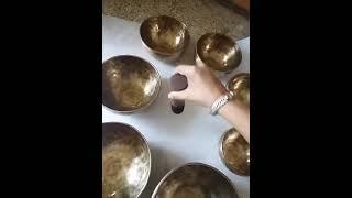 Eternal Tibet full moon singing bowls with their notes. This footage only for reference.