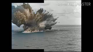 カラーとモノクロの戦艦バーラムの轟沈映像を重ねてみた(HMS Barham Sinking Monochrome and Color)