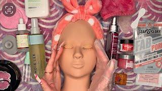 ASMR | Facial Skincare on A Mannequin ‍️ (soft whispering, tapping)