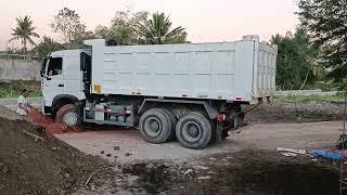 Howo 380 Dump Truck Delivering Backfill Materials for a Telecom Tower