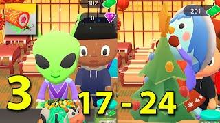 Sushi Roll 3D - Walkthrough Part 3 Levels  17 - 24 + VIP GUEST + BONUS SPICES | Gameplay Android