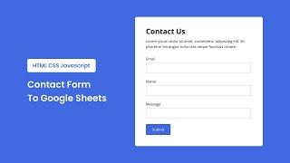 Contact Form To Google Sheets - HTML CSS Javascript