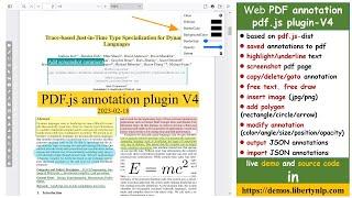 PDF.js annotation library JS. Create and save PDF annotation. pdf highlight/signature/text/draw/poly