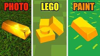 textures: realistic vs lego vs paint