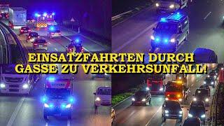 [EINSATZFAHRTEN DURCH RETTUNGSGASSE] - VERKEHRSUNFALL SÜDTANGENTE KARLSRUHE - | BLAULICHT + BULLHORN