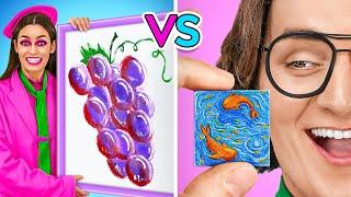 Tiny vs. Giant Art Challenge ️ Genius Hacks & Gadgets to Boost Your Skills