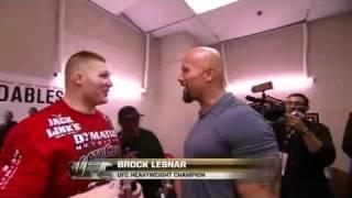 UFC Brock Lesnar gets a surprise appearance from The Rock