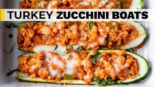 STUFFED ZUCCHINI BOATS | healthy high protein, low carb recipe!