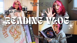 reading library books 🩷 | frankenstein retelling, horror classics, new fantasy & more | vlog