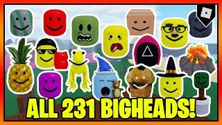 How to get ALL 231 BADGES + BIG HEADS in FIND THE BIG HEADS || Roblox