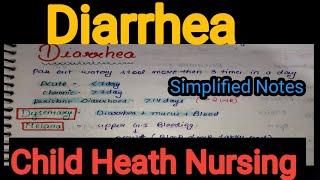 Notes Of Diarrhea in Child Health Nursing (Pediatrics) in Hindi /Bsc Nursing /Gnm.