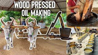 மாட்டு மரச்செக்கு எண்ணெய் | HOW Groundnut (Peanut) Oil is made Wood Cold Pressed Oil | Chekku Ennai