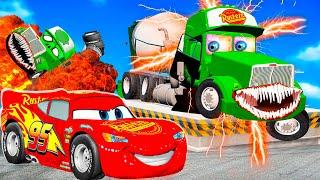 Lightning McQueen and MATER vs ZOMBIE  Pixar cars Zombie apocalypse in  BeamNG.drive