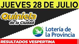 Resultados Quinielas Vespertinas de la Ciudad y Buenos Aires, Jueves 28 de Julio