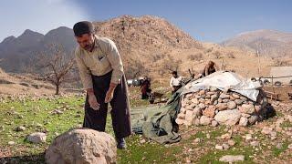 Building a stone house with giant stones by nomads _ the nomadic lifestyle of Iran