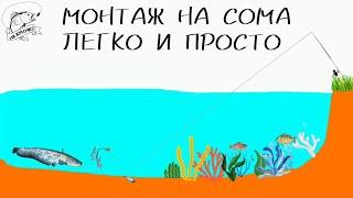 Монтаж для ловли сома с берега с подводным поплавком. #рыбалка #fishing #сом