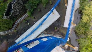 Wrath of Rakshasa POV Steepest Drop on a B&M Dive Coaster, Six Flags Great America Gurnee Illnois