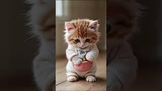 Cute cat says I love you with red rose #cat #cute #cuteanimels #anmals #cutepet #cutecat #pets