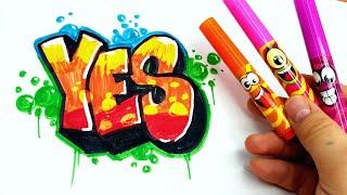 ГРАФФИТИ - YES !!! КАК НАРИСОВАТЬ? !!! урок граффити graffiti logo