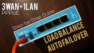 MikroTik Load Balancing with Auto Failover | 3 WAN PPPoE + 1 LAN