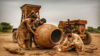 Rusty Mini Concrete Mixer Fully Restored | Incredible Mechanic Skills & Full Restoration Process