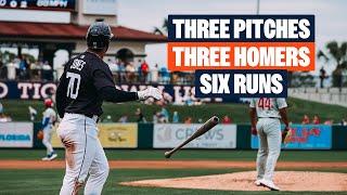 Tigers Hit Back-to-Back-to-Back Home Runs off Three Consecutive Pitches to Take 6-0 Lead