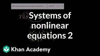 Systems of nonlinear equations 2 | Systems of equations and inequalities | Algebra II | Khan Academy