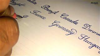 Beautiful Calligraphy cursive handwriting | Names of Countries | English Cursive Handwriting