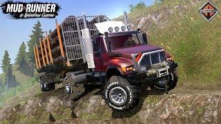 Spintires: MudRunner - IHC 7400 Four Wheel Drive Truck Rides on Narrow Trails